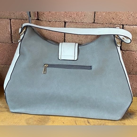 Mia K. Collection Shoulder Bag Gray White Faux Leather Tote Purse - Picture 4 of 8